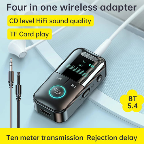4-In-1 Bluetooth Audio Adapter – Wireless Receiver & Transmitter MP3 Player with 3.5mm AUX