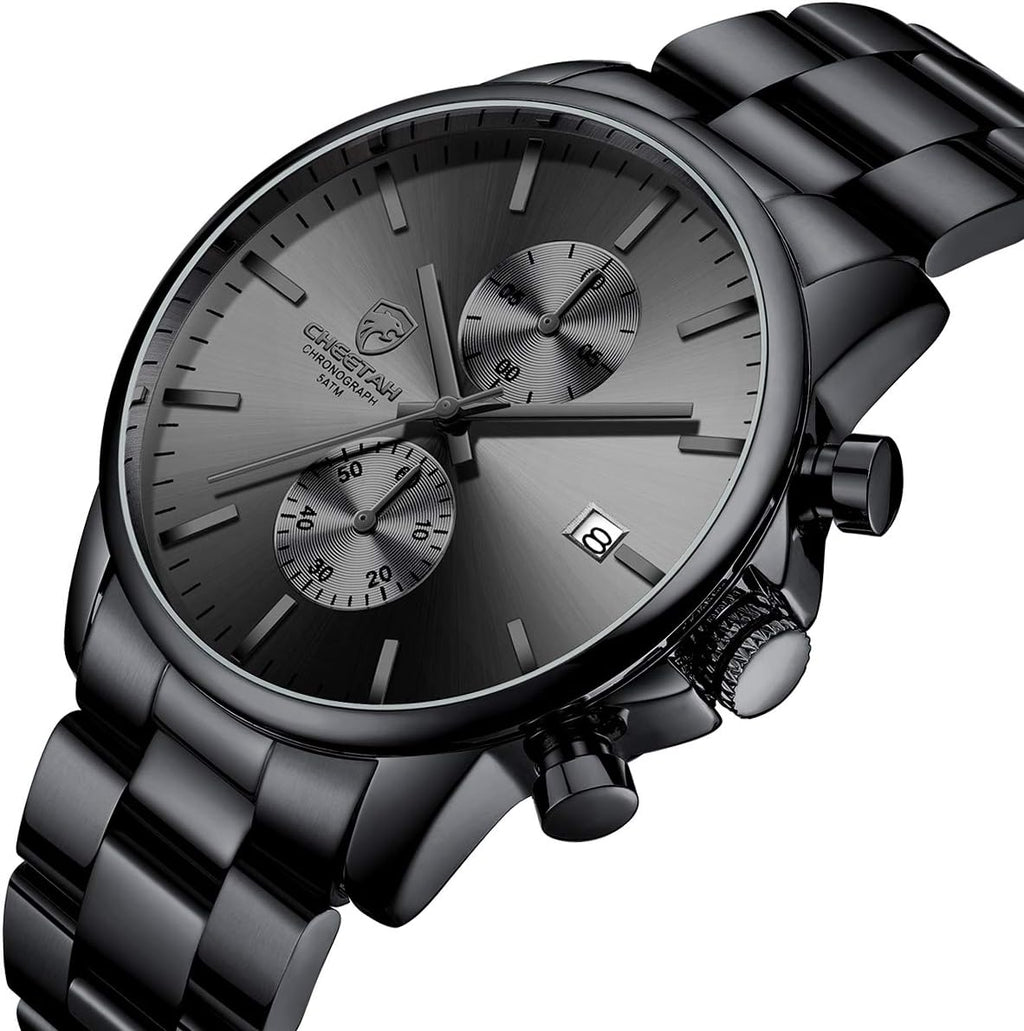 Men’s Stainless Steel Chronograph Watch – Waterproof Quartz Business & Sport Watch