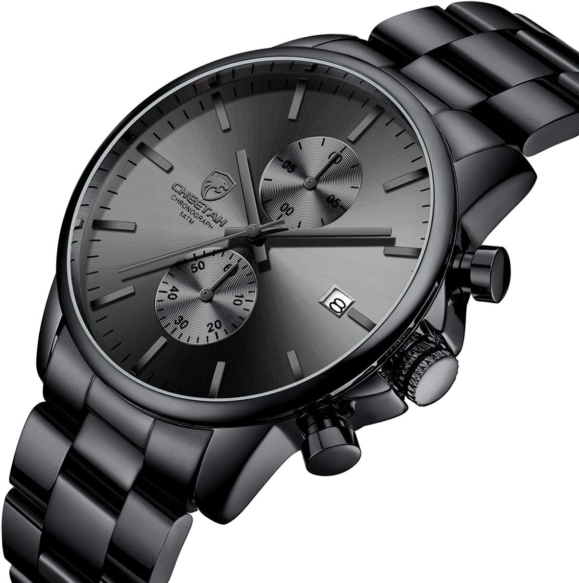 Men’s Stainless Steel Chronograph Watch – Waterproof Quartz Business & Sport Watch