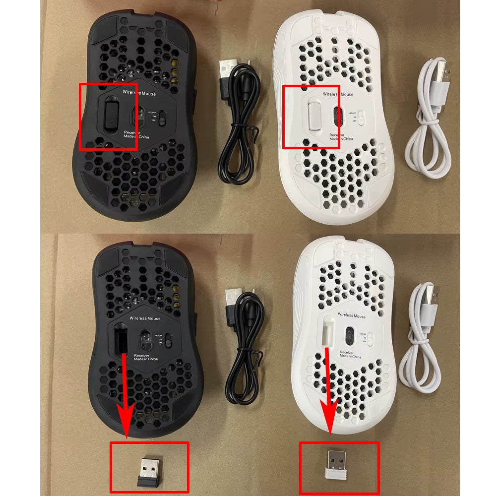 2.4G Wireless RGB Gaming Mouse – Rechargeable Honeycomb Ergonomic 6-Button Adjustable DPI