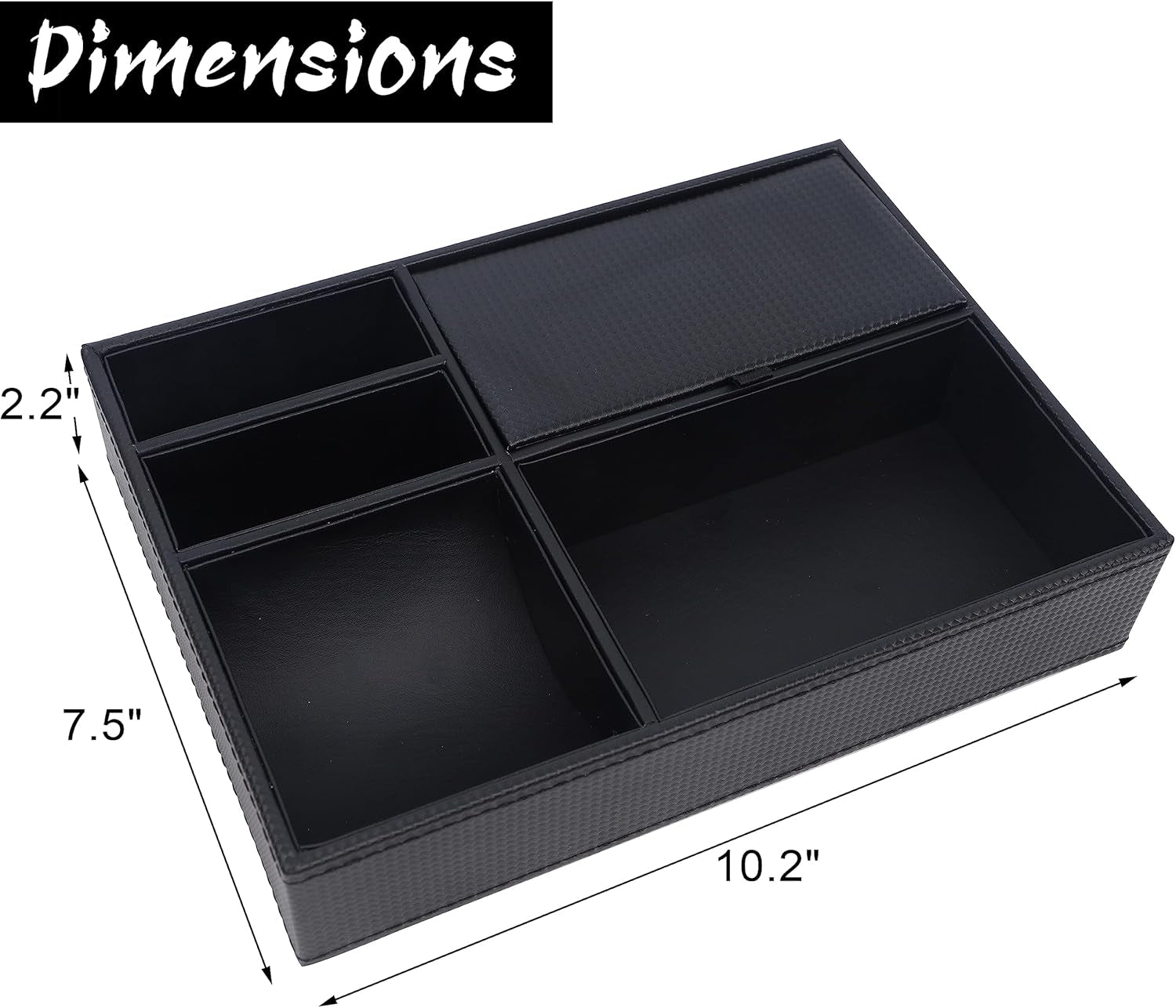 Valet Tray Organizer – Faux Leather Nightstand Catchall with 5 Compartments