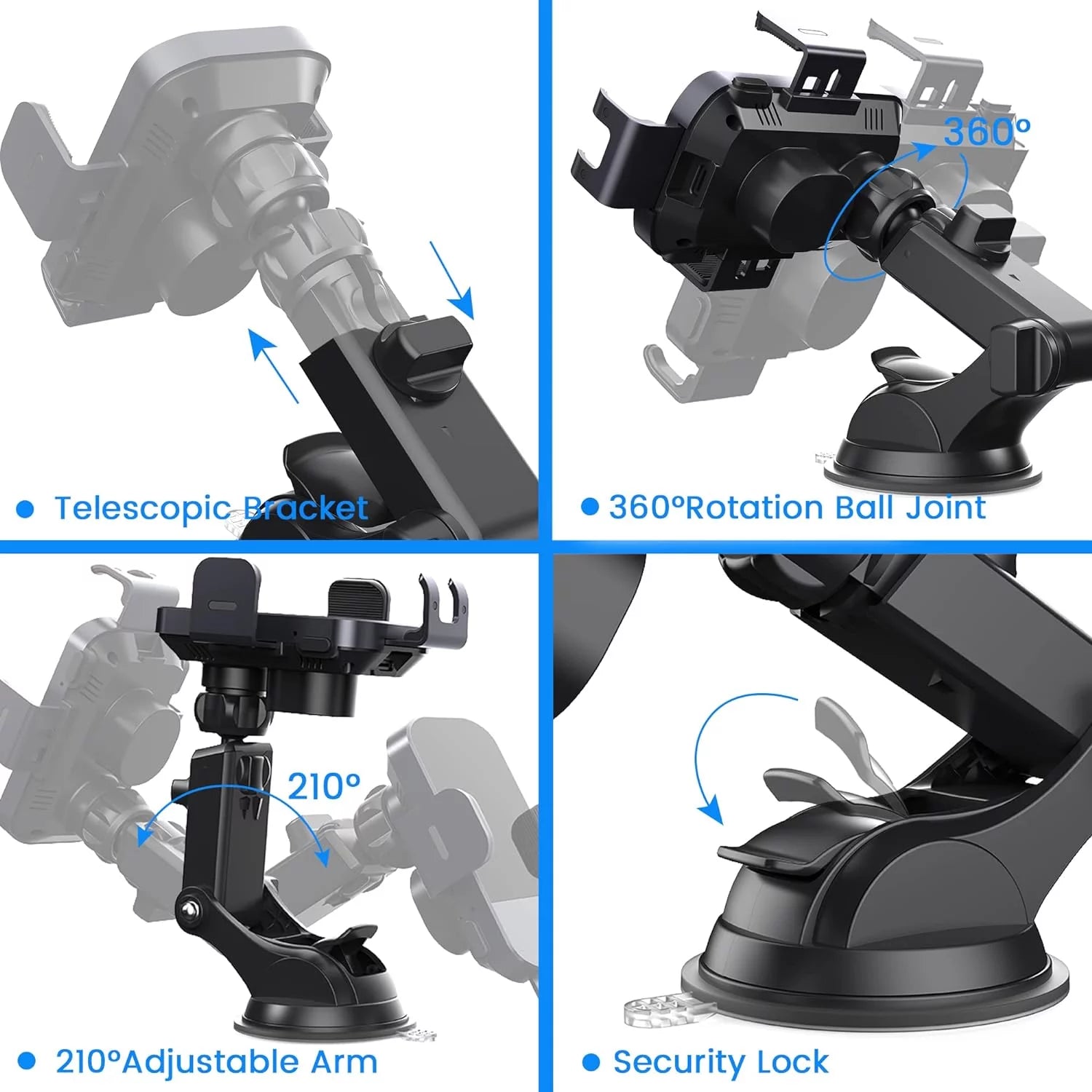 DIGITNOW 15W Wireless Car Charger & Auto-Clamping Mount for iPhone & Samsung (Adjustable 360°)