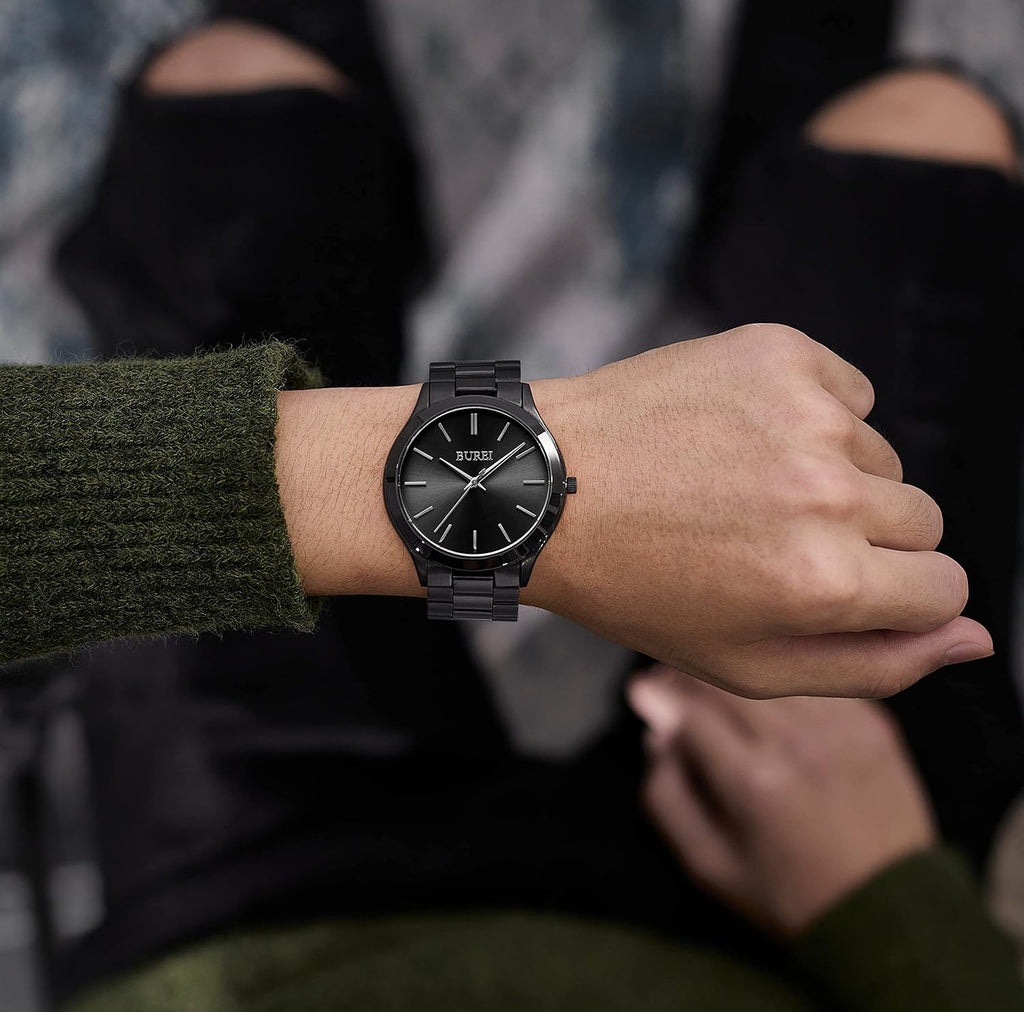 BUREI Stainless Steel Quartz Watch – Waterproof Analog Fashion Wristwatch