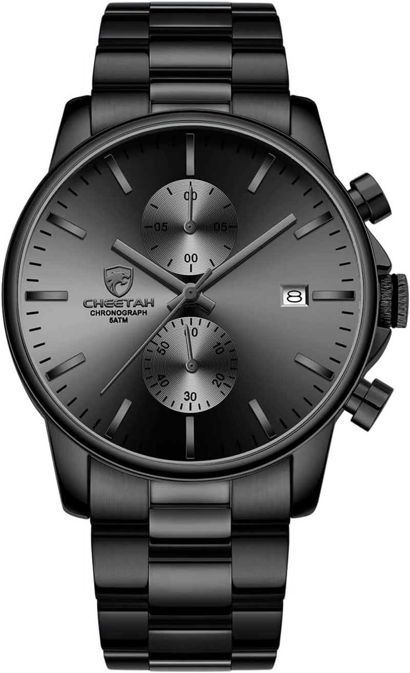 Men’s Stainless Steel Chronograph Watch – Waterproof Quartz Business & Sport Watch