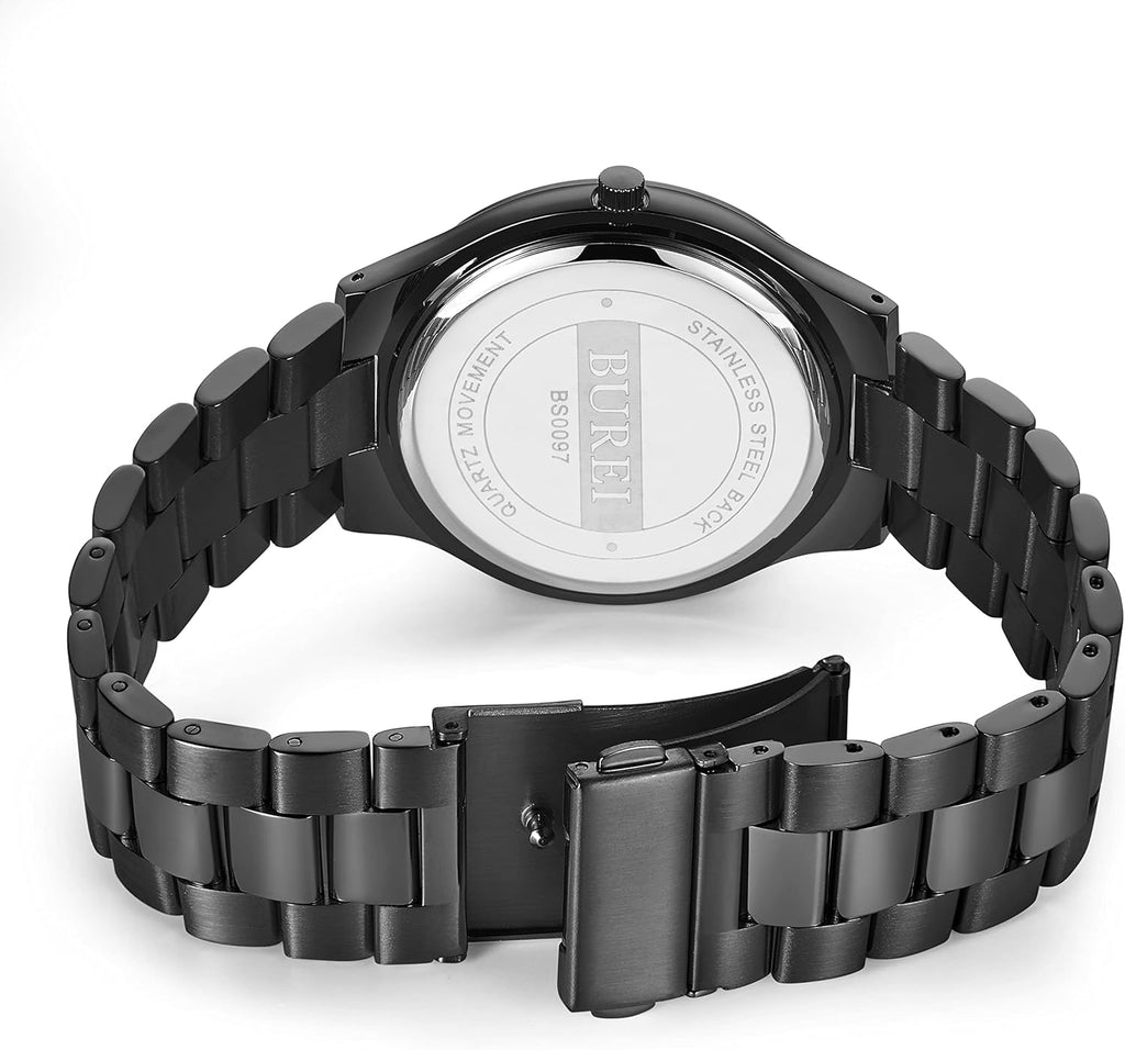 BUREI Stainless Steel Quartz Watch – Waterproof Analog Fashion Wristwatch