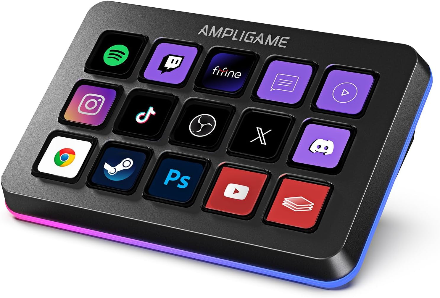 FIFINE AmpliGame Stream Controller – 15-Key Macro Pad for Streaming & Content Creation