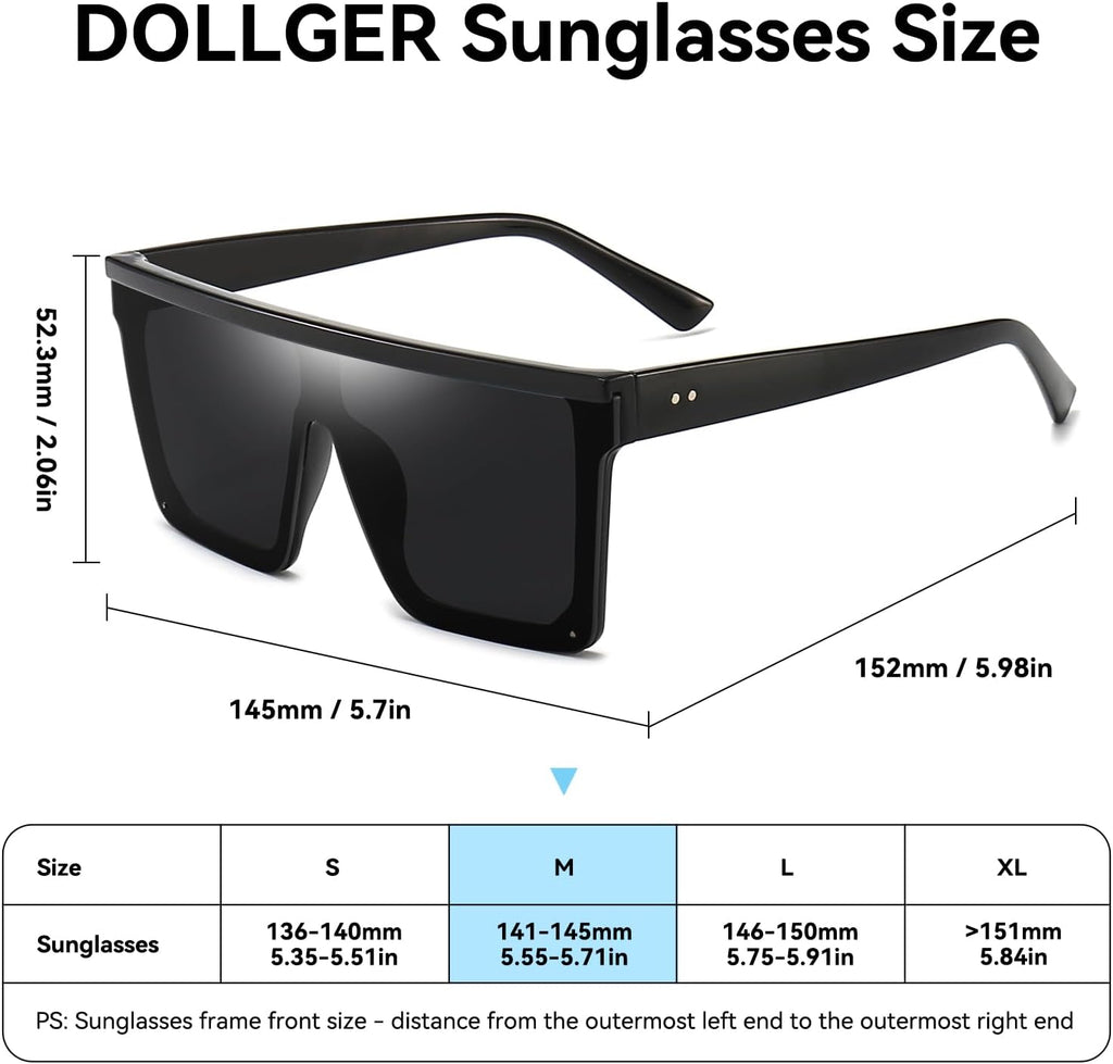 Square Black Sunglasses – Flat Top UV400 Shades