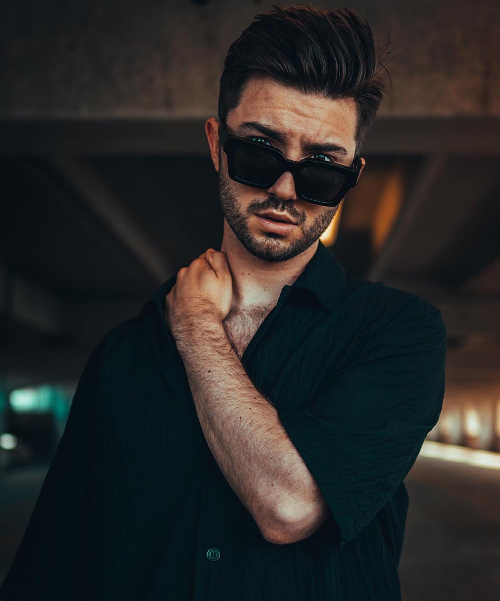 Trendy Square Sunglasses for Men Women Fashion Thick Rectangle Sun Glasses UV Protection Shades Designer Style