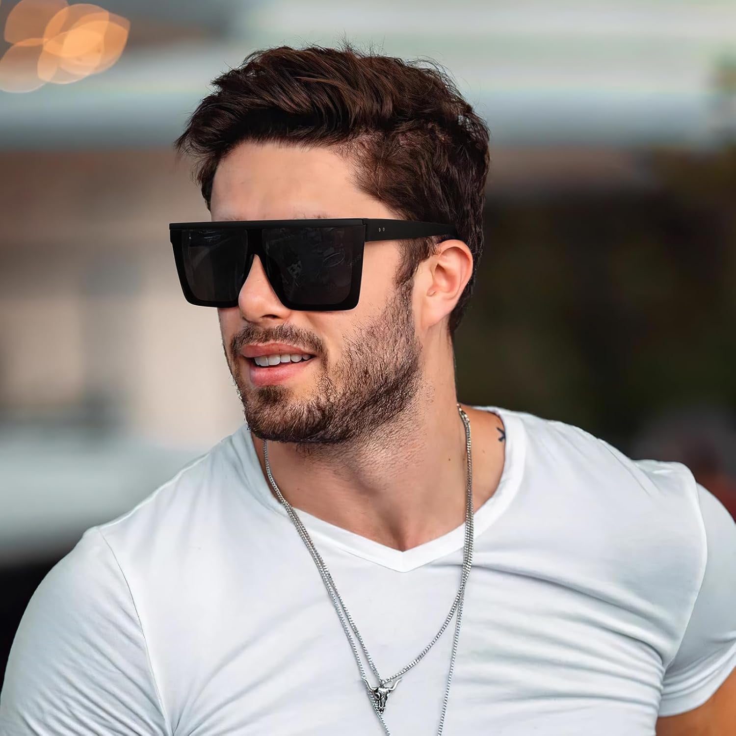 Square Black Sunglasses – Flat Top UV400 Shades