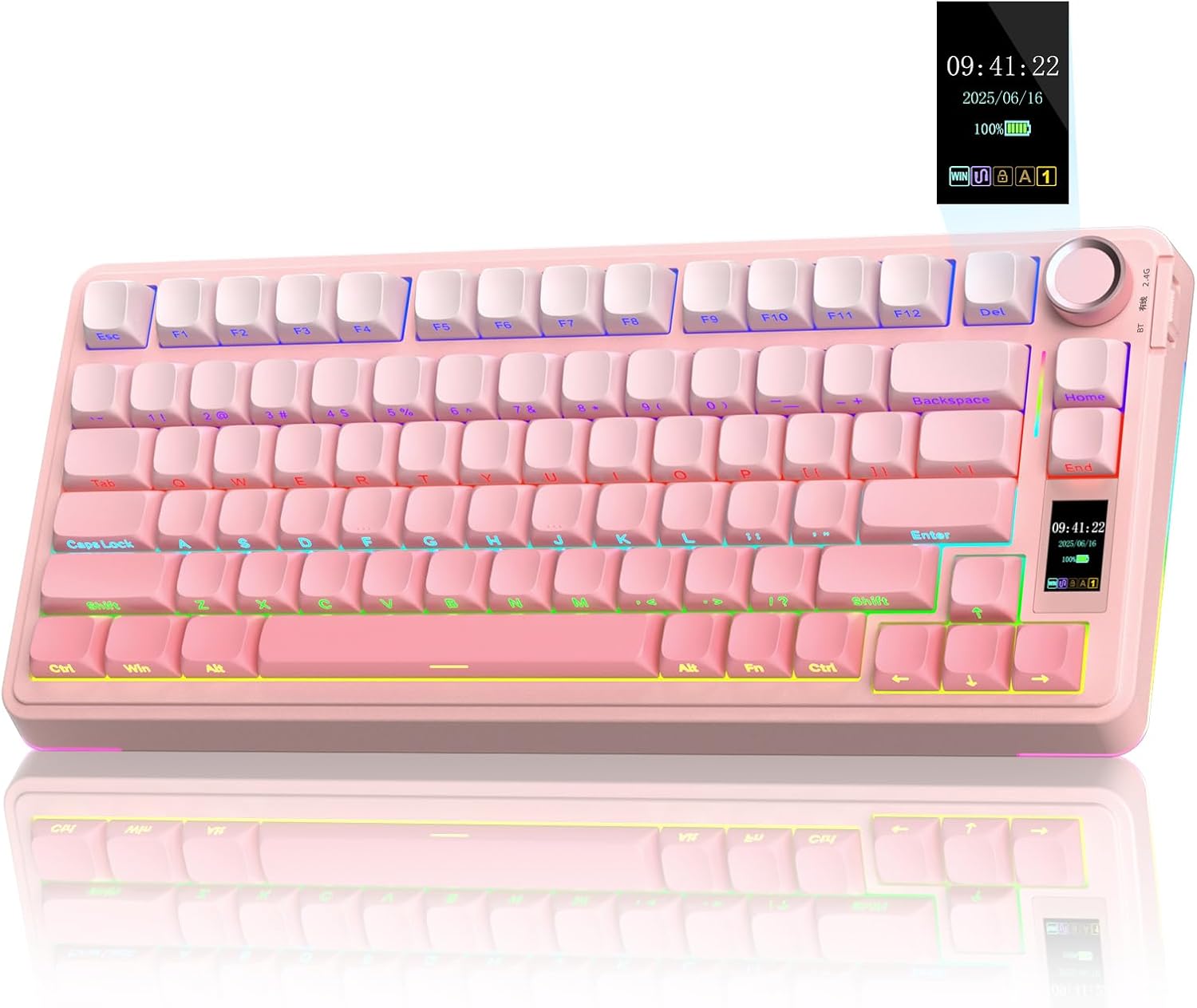 S75 PRO Wireless Mechanical Keyboard with Screen&Knob, Tri-Mode Hot Swappable Gaming Keyboard 75%, Pre-Lubed Switches, RGB Backlit, Side Printed PBT Keycaps, Creamy Sounding Computer Keyboards