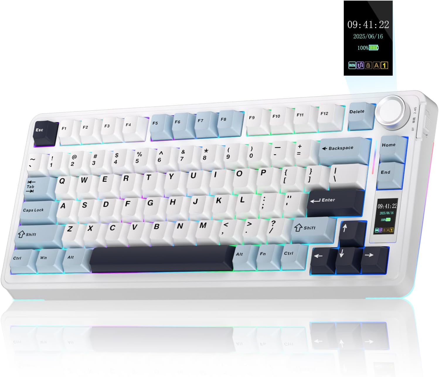 S75 PRO Wireless Mechanical Keyboard with Screen&Knob, Tri-Mode Hot Swappable Gaming Keyboard 75%, Pre-Lubed Switches, RGB Backlit, Side Printed PBT Keycaps, Creamy Sounding Computer Keyboards