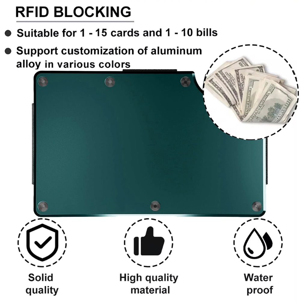 Notus Slim Metal Wallet for Men – Aluminum RFID Blocking Card Holder with Money Clip (Sea Blue)