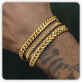 DAYANEY Men’s Gold & Silver Bracelet Set – Stainless Steel Cuban Chain Bracelets, Adjustable & Waterproof