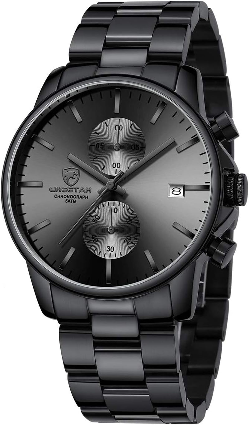 Men’s Stainless Steel Chronograph Watch – Waterproof Quartz Business & Sport Watch