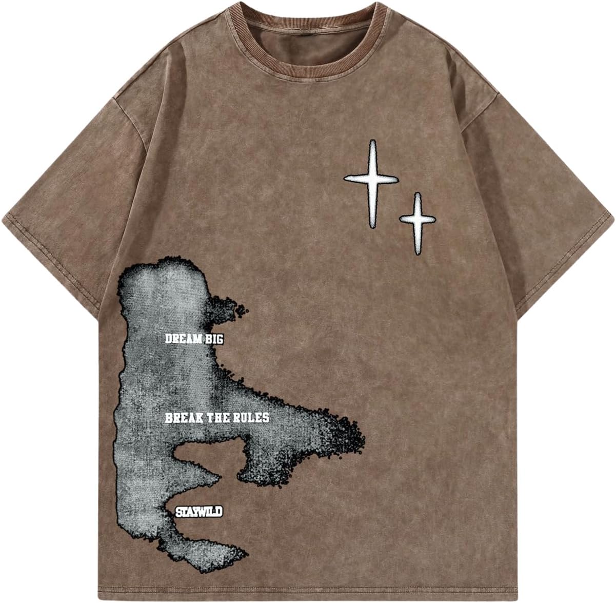 Men'S Letter Graphic Drop Shoulder T Shirts Casual round Neck Tee Top