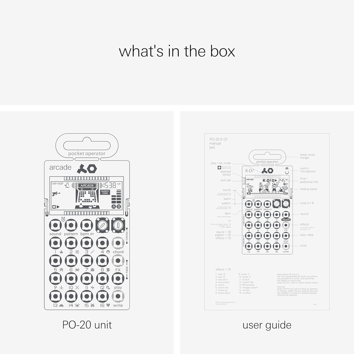 Teenage Engineering PO-20 Arcade Pocket Synthesizer – Portable Chiptune Beat Maker & Sequencer