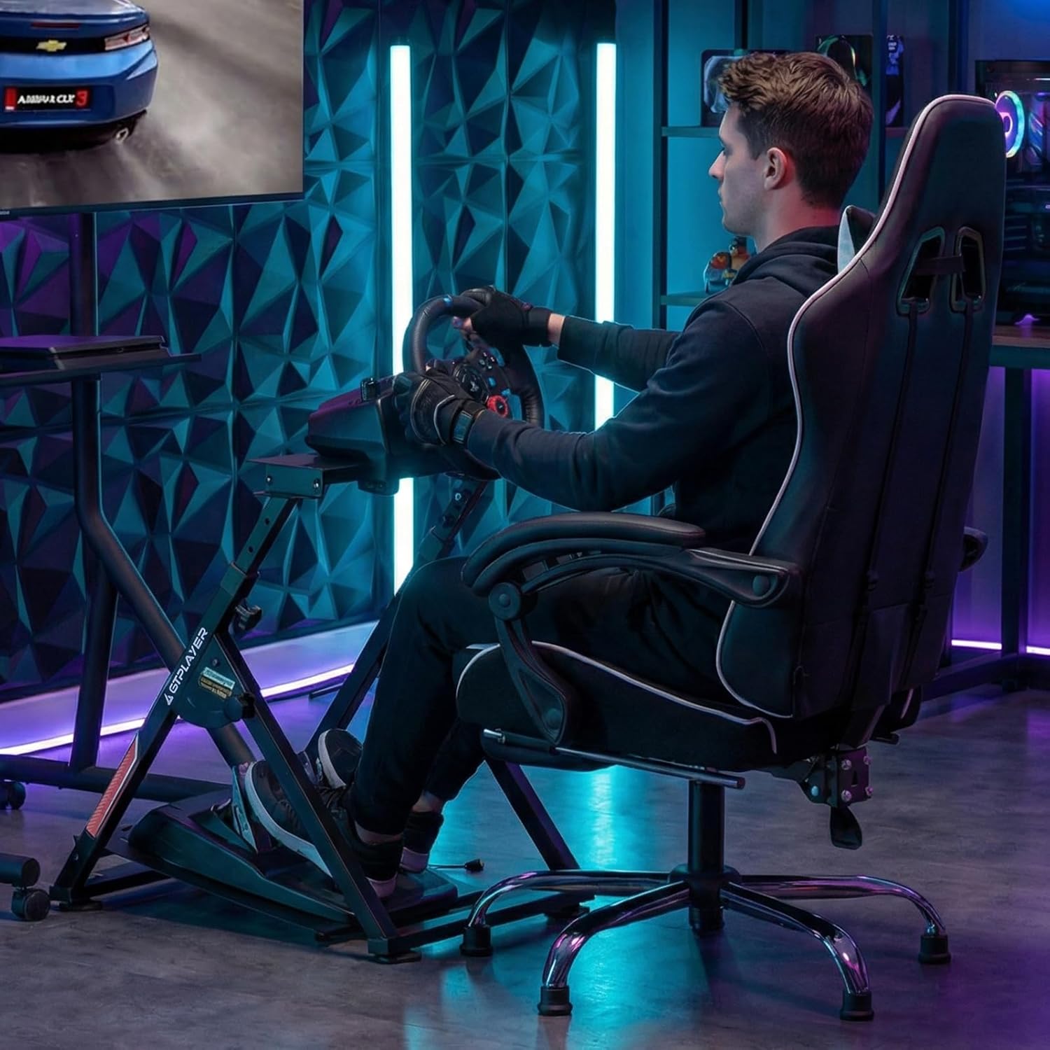 GTPLAYER Sim Racing Wheel Stand – Adjustable Gaming Steering Wheel & Pedal Mount