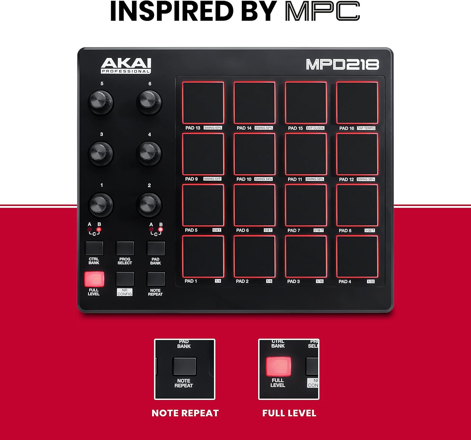 Akai Professional MPD218 MIDI Pad Controller – 16 MPC Pads USB Beat Maker
