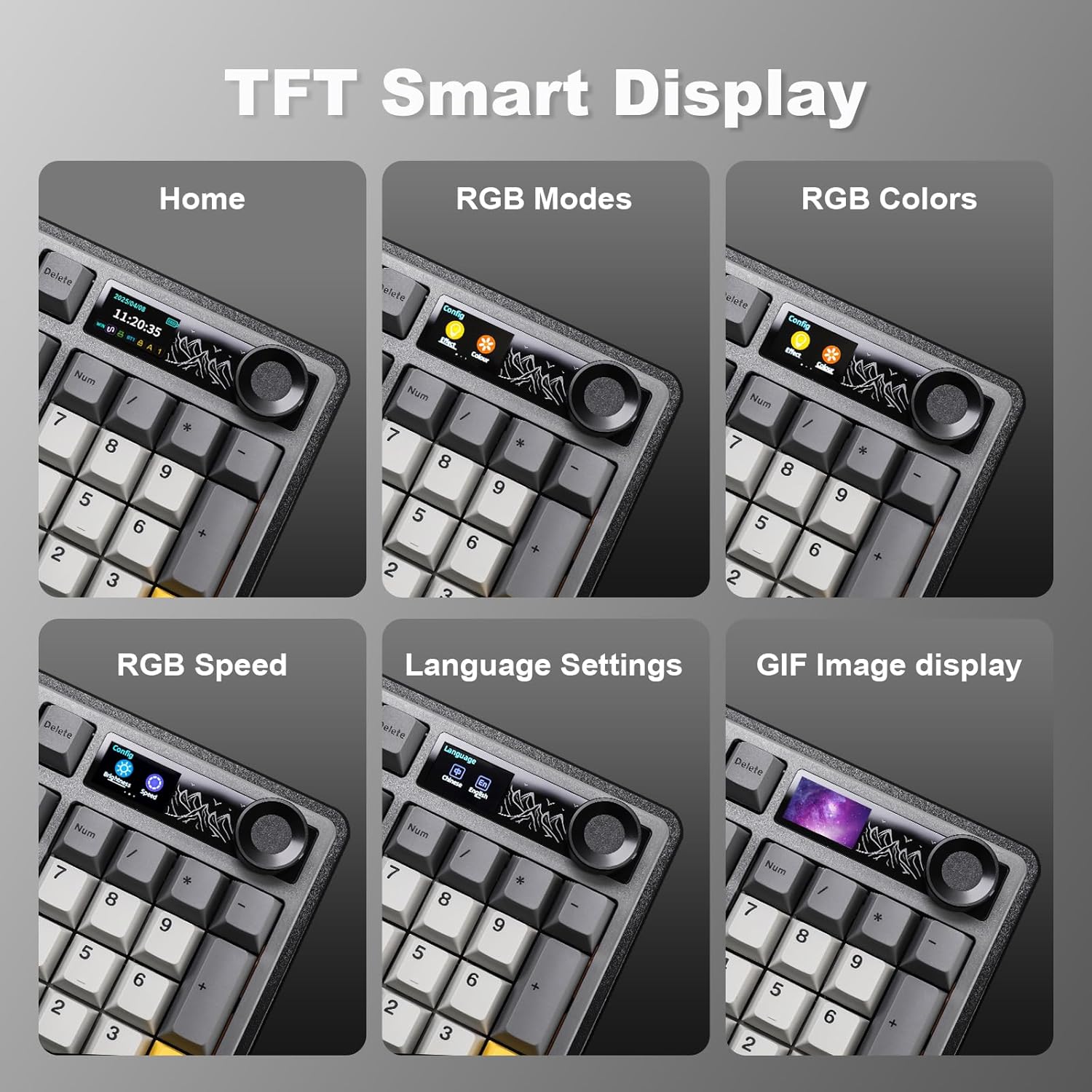 AJAZZ AK980 Wireless Mechanical Keyboard – Smart Display & Knob Tri-Mode RGB Gaming Keyboard
