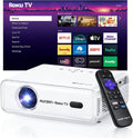 Aurzen Roku TV Smart Projector – Native 1080P WiFi Bluetooth Portable Home Theater Projector with Dolby Audio
