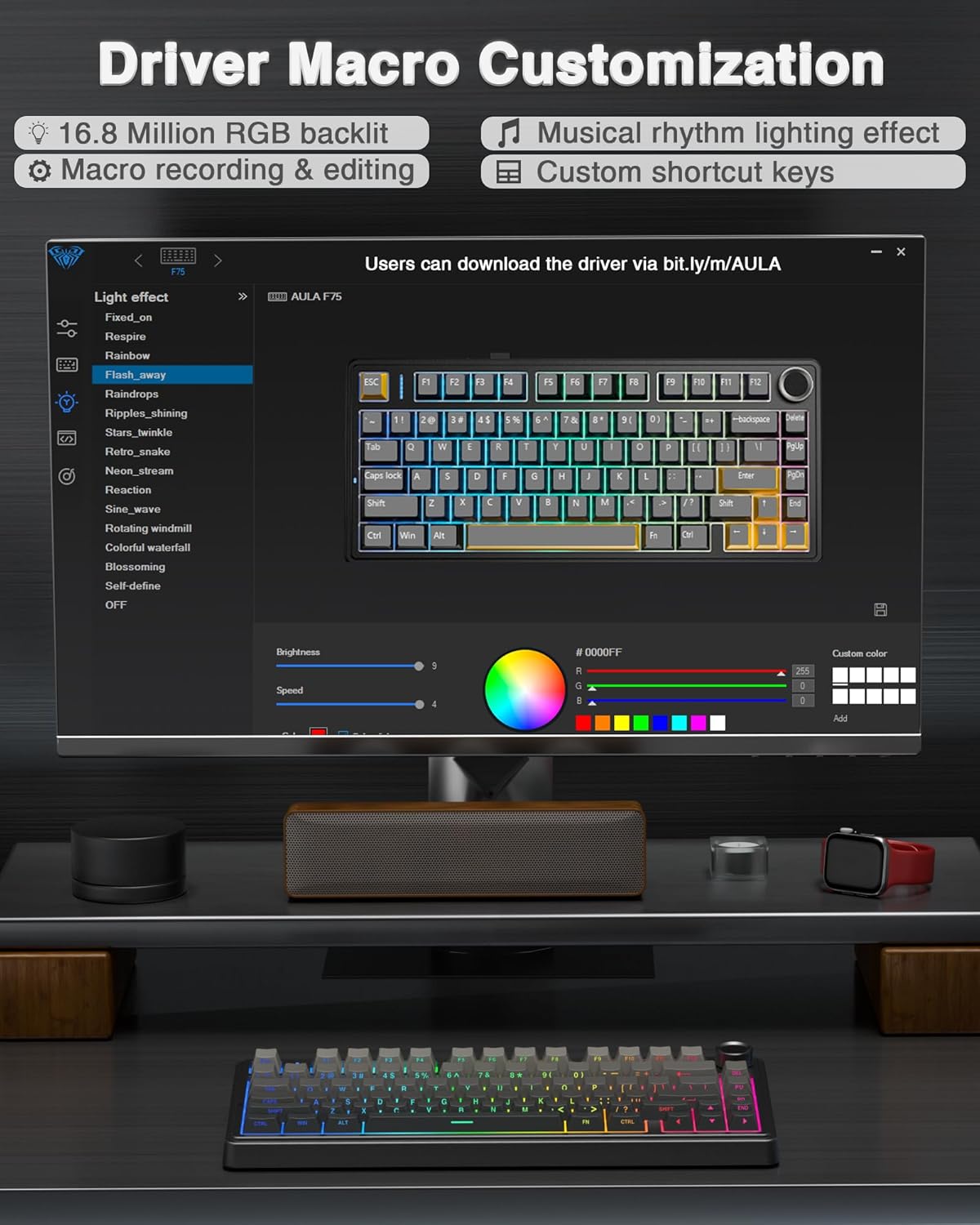 AULA F75 Pro Wireless Mechanical Keyboard – 75% Hot-Swappable RGB Gaming Keyboard with Knob