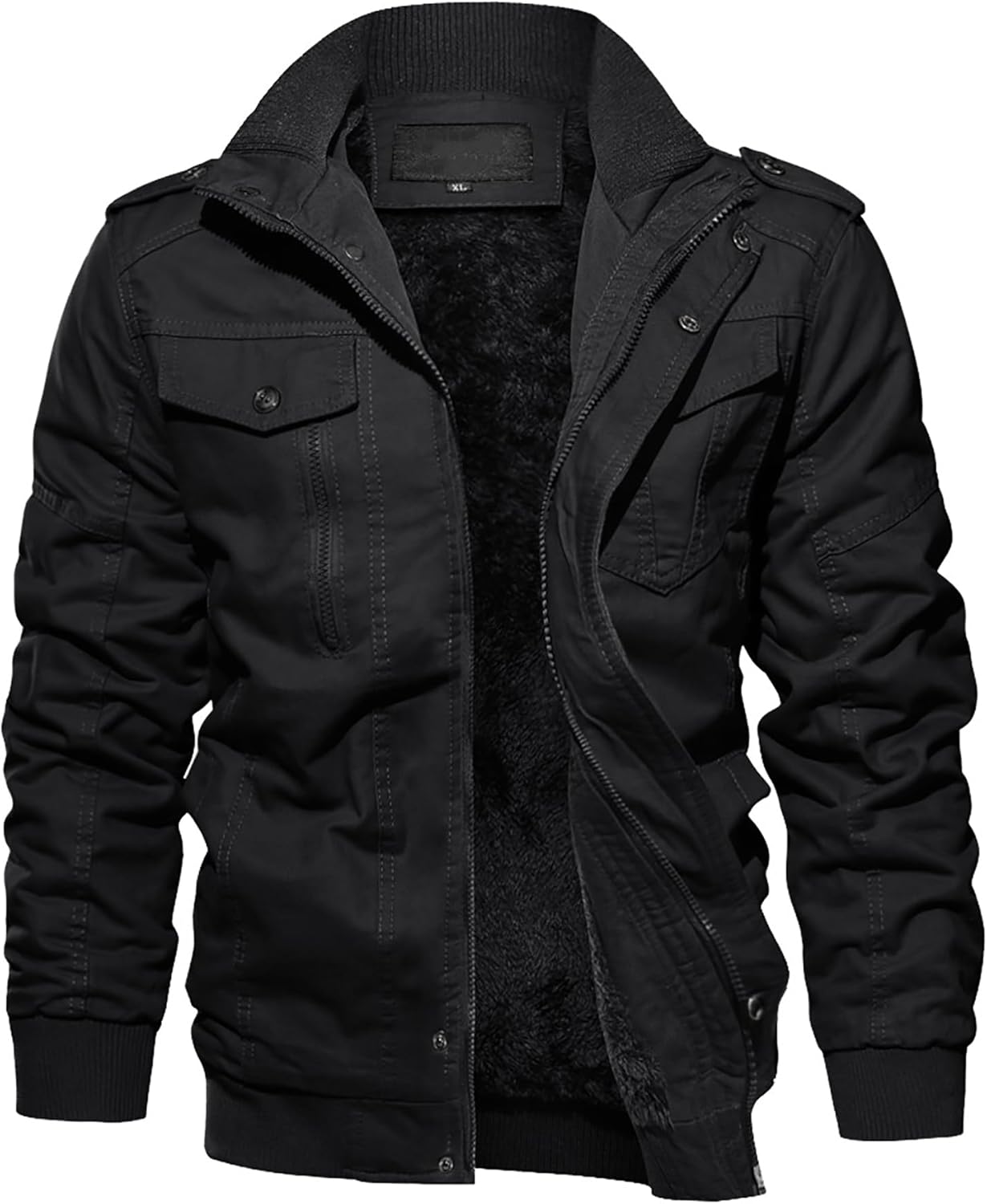 Winter Fleece Lined Cargo Jacket – Thermal Work Coat with Multi Pockets