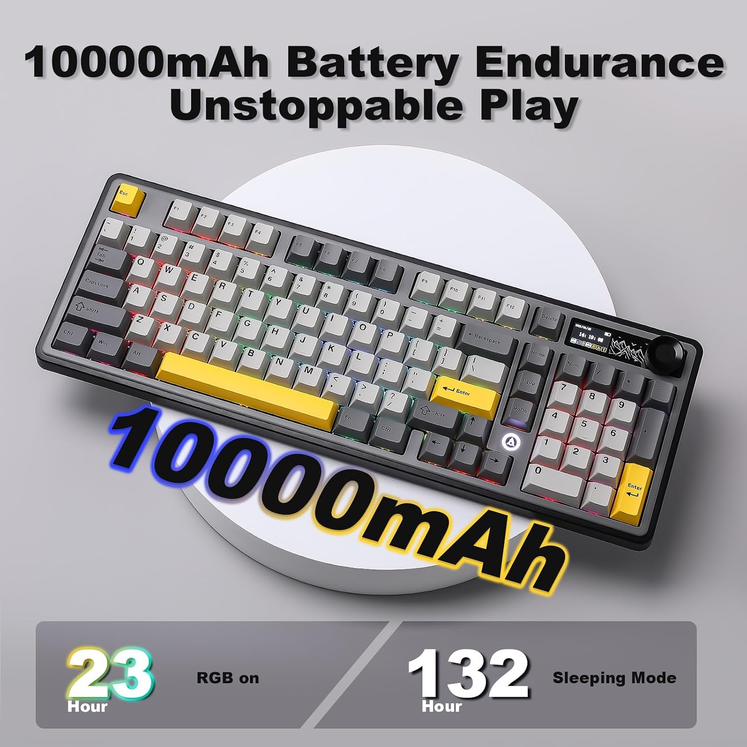 AJAZZ AK980 Wireless Mechanical Keyboard – Smart Display & Knob Tri-Mode RGB Gaming Keyboard