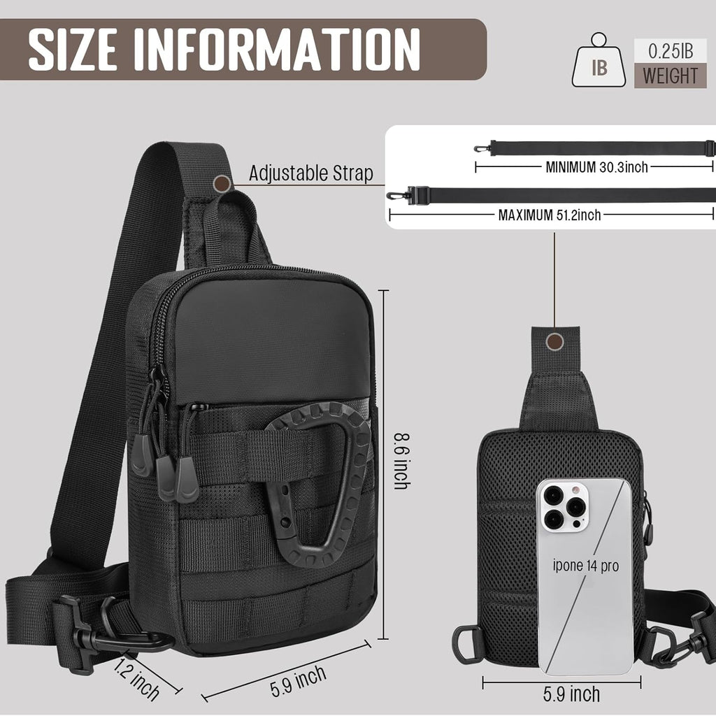 Small Tactical Sling Bag for Men – Waterproof Mini Crossbody Chest Utility Bag