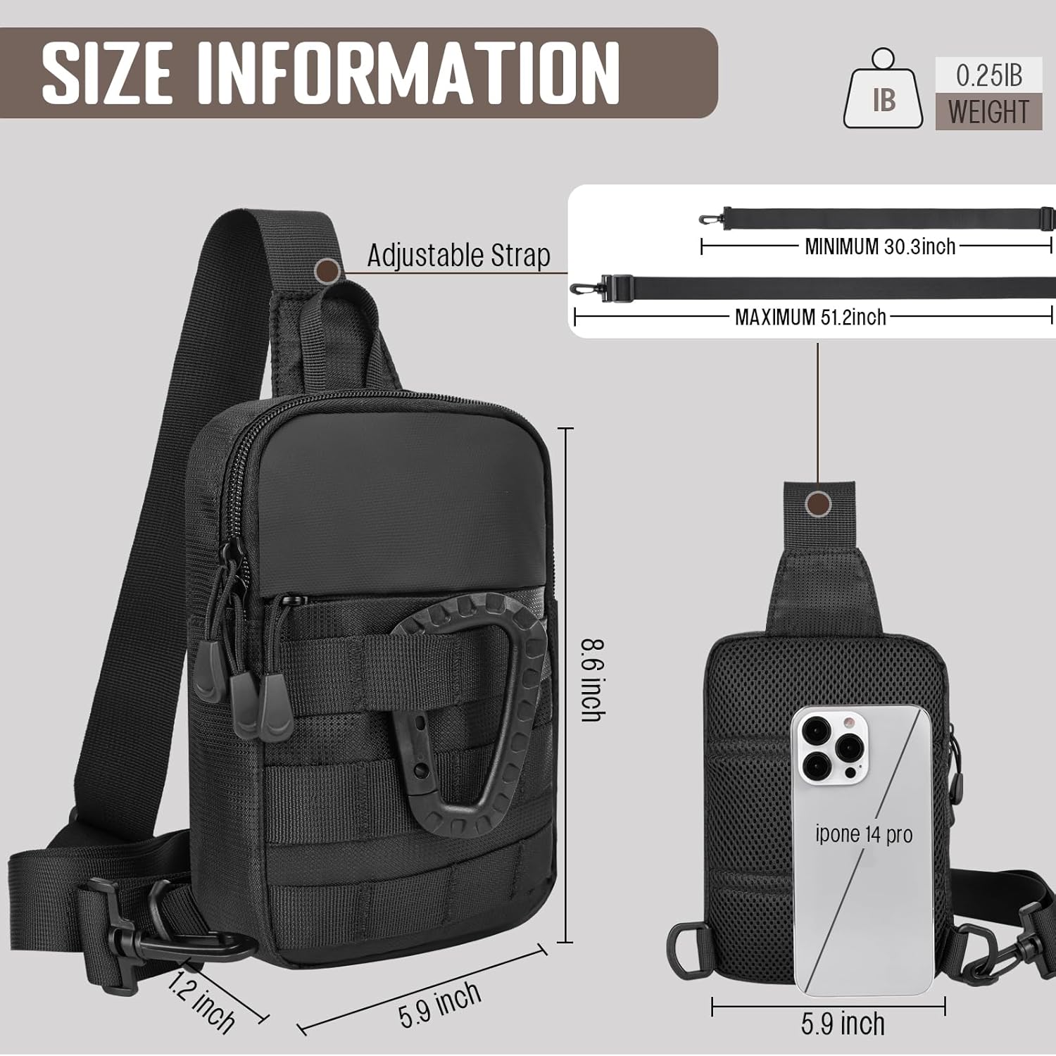 Small Tactical Sling Bag for Men – Waterproof Mini Crossbody Chest Utility Bag