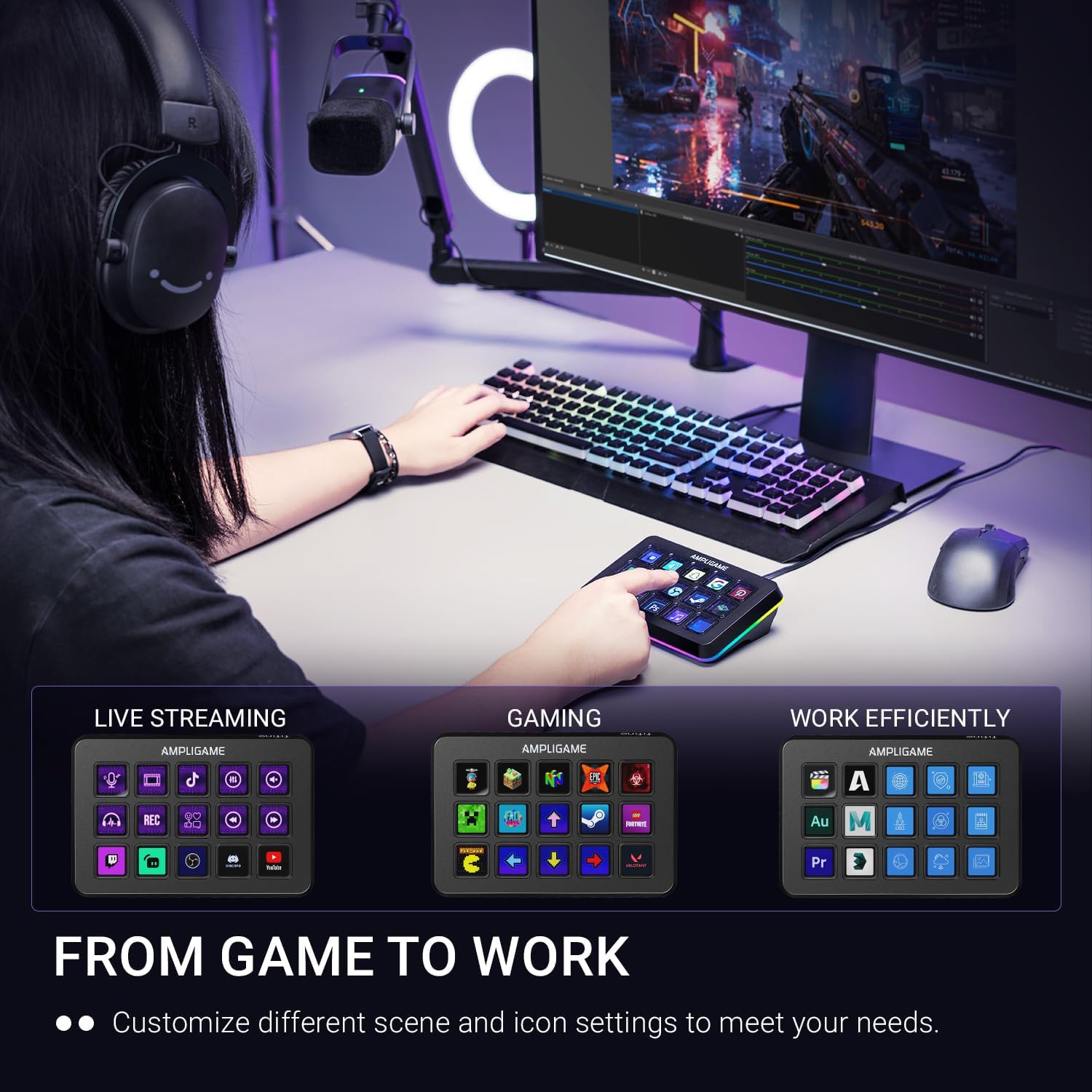 FIFINE AmpliGame Stream Controller – 15-Key Macro Pad for Streaming & Content Creation