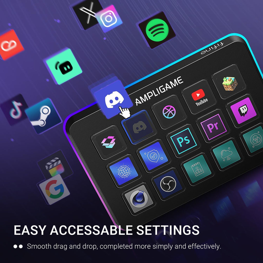 FIFINE AmpliGame Stream Controller – 15-Key Macro Pad for Streaming & Content Creation