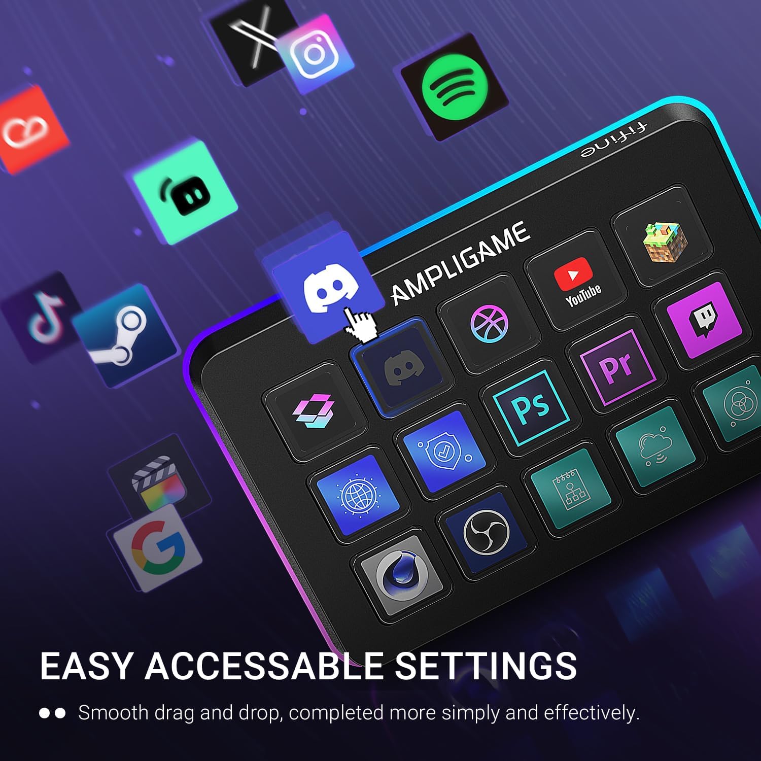 FIFINE AmpliGame Stream Controller – 15-Key Macro Pad for Streaming & Content Creation