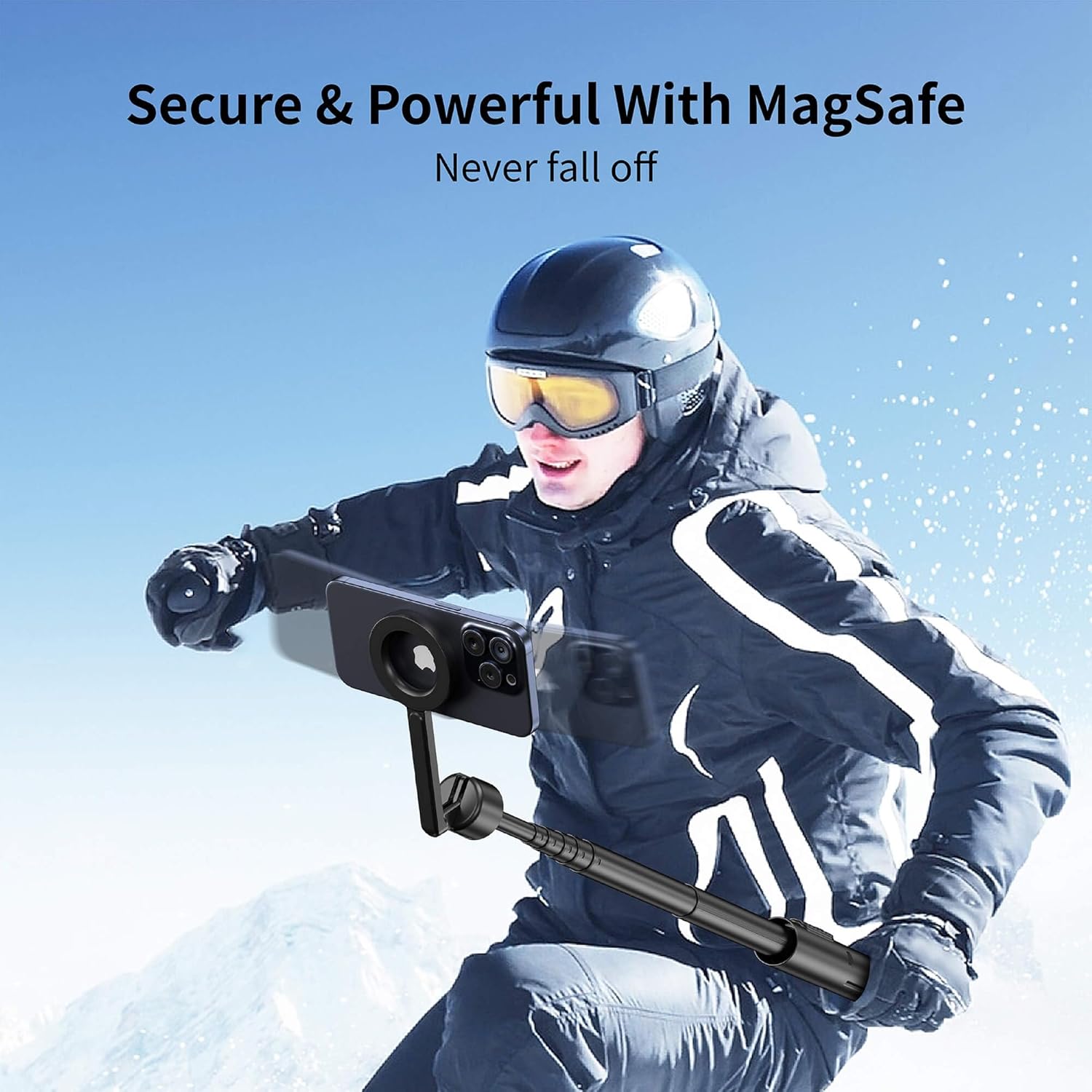 SEAJIC Magnetic Phone Tripod for iPhone – 64” MagSafe Selfie Stick with Remote & Auto Pop-Up Stand