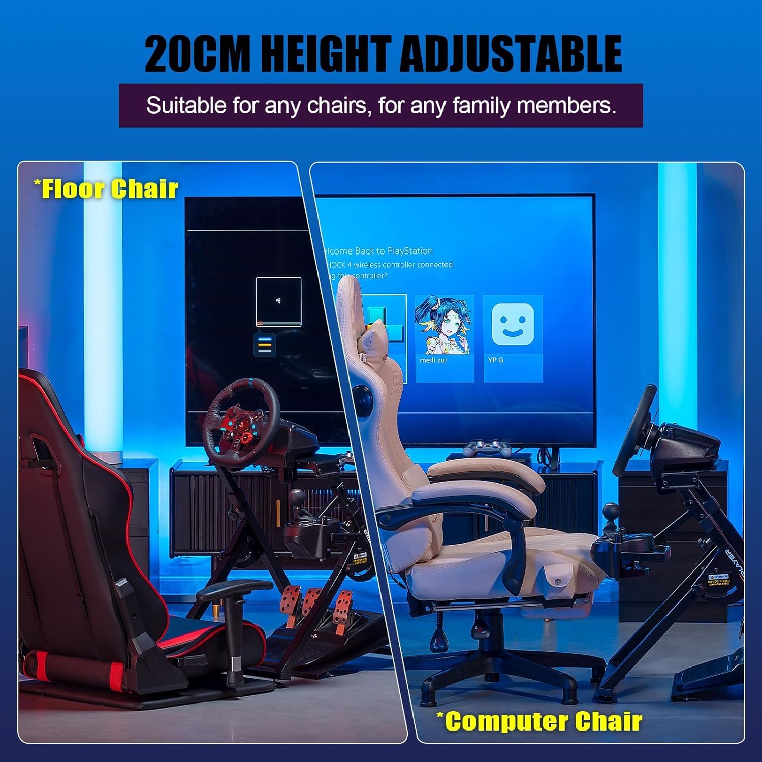 GTPLAYER Sim Racing Wheel Stand – Adjustable Gaming Steering Wheel & Pedal Mount