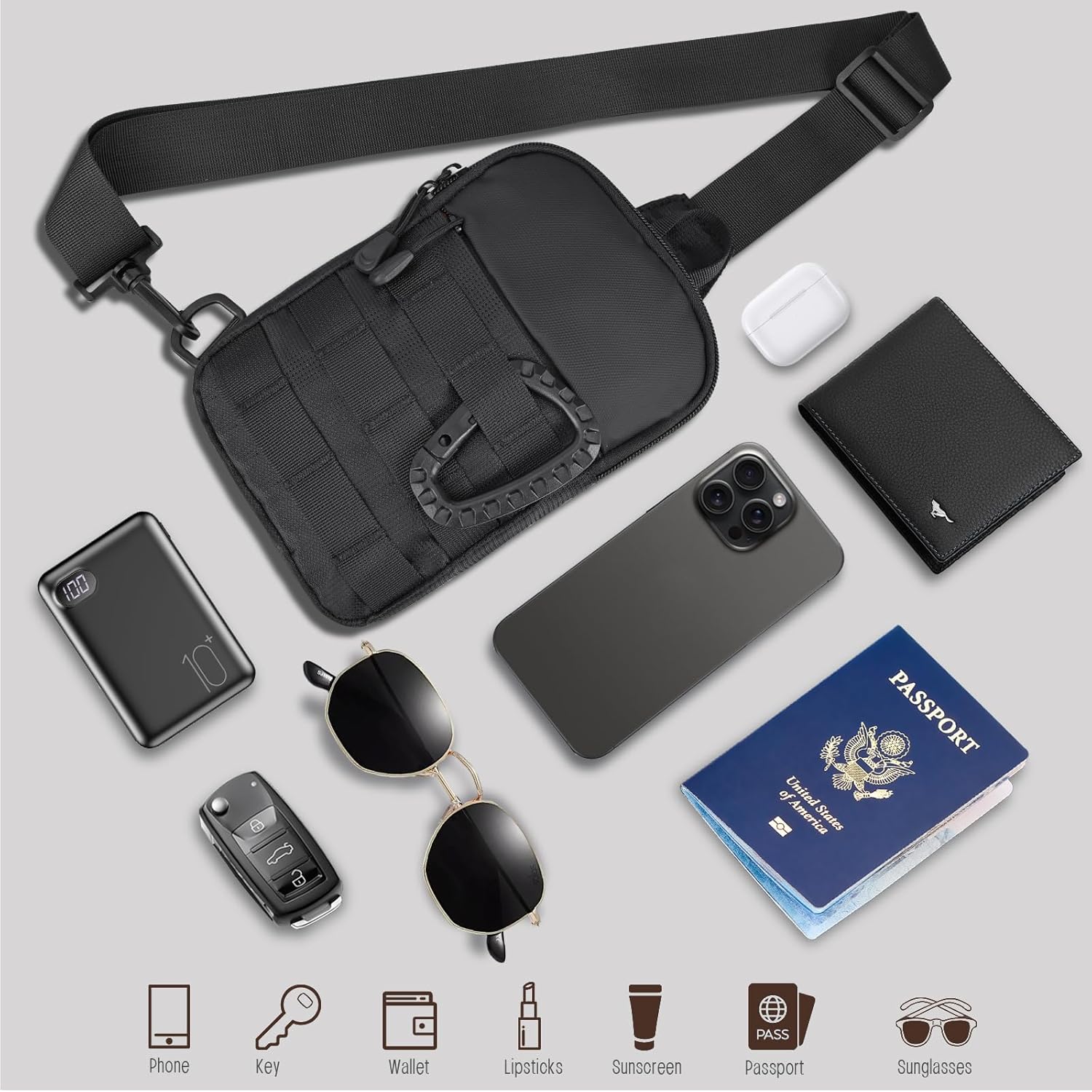 Small Tactical Sling Bag for Men – Waterproof Mini Crossbody Chest Utility Bag