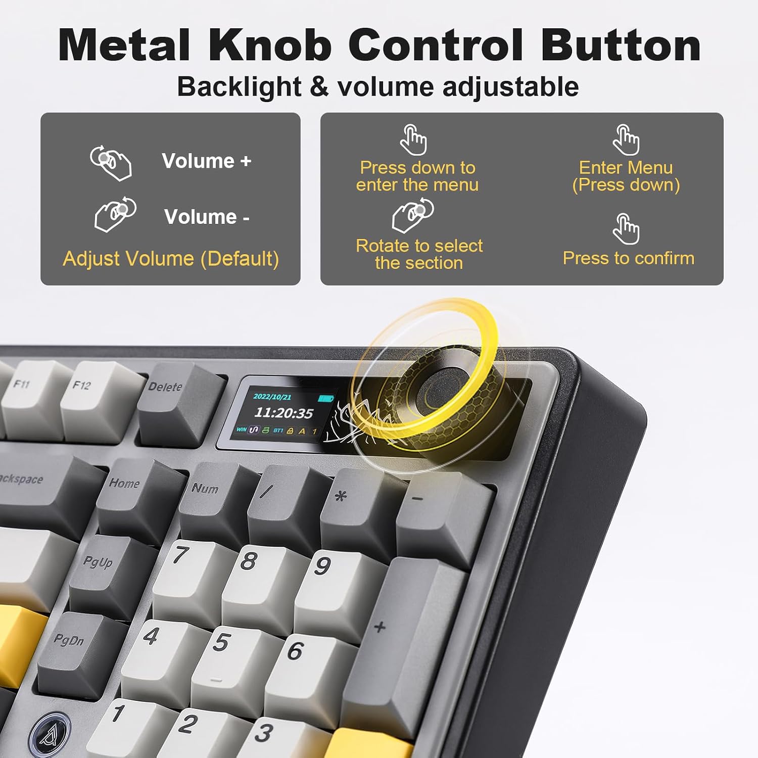 AJAZZ AK980 Wireless Mechanical Keyboard – Smart Display & Knob Tri-Mode RGB Gaming Keyboard