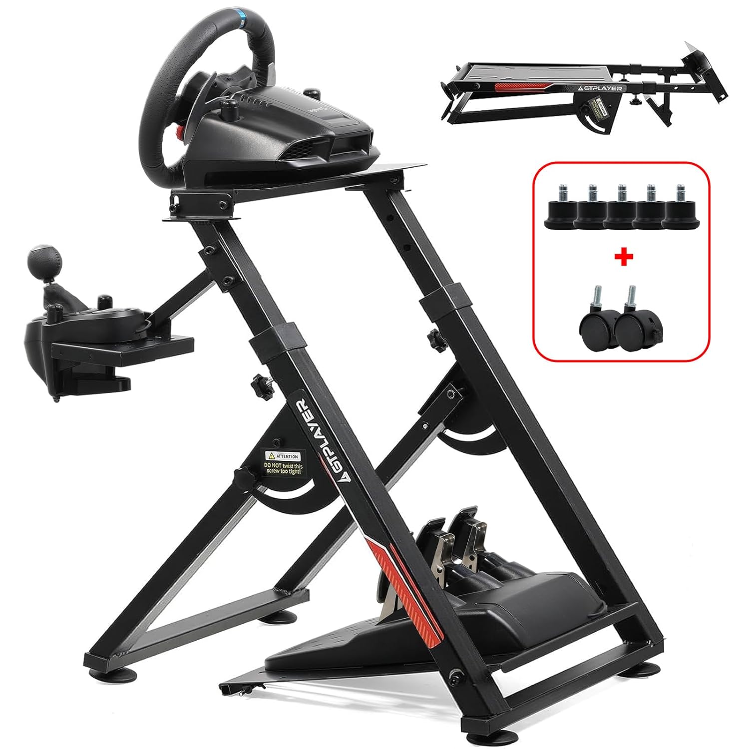 GTPLAYER Sim Racing Wheel Stand – Adjustable Gaming Steering Wheel & Pedal Mount