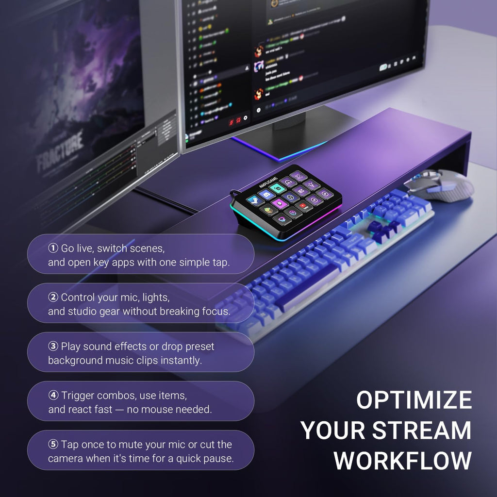FIFINE AmpliGame Stream Controller – 15-Key Macro Pad for Streaming & Content Creation