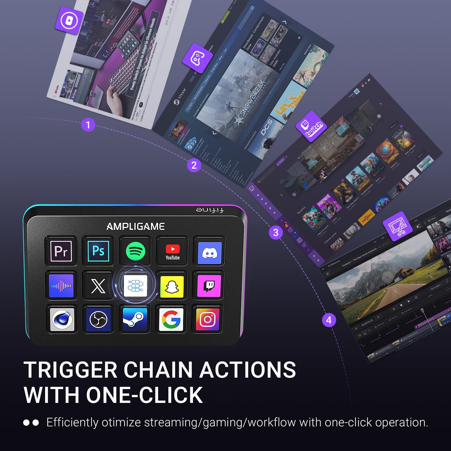 FIFINE AmpliGame Stream Controller – 15-Key Macro Pad for Streaming & Content Creation