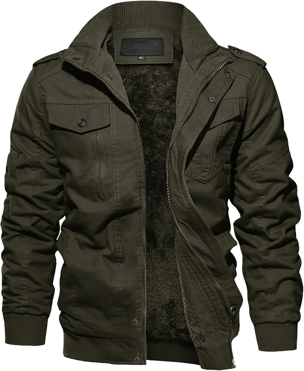 Winter Fleece Lined Cargo Jacket – Thermal Work Coat with Multi Pockets