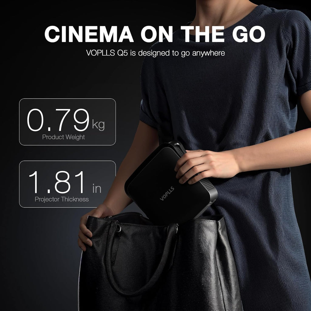 VOPLLS Smart Mini Projector – Native 1080P WiFi Bluetooth Portable 4K Support Home Theater Projector