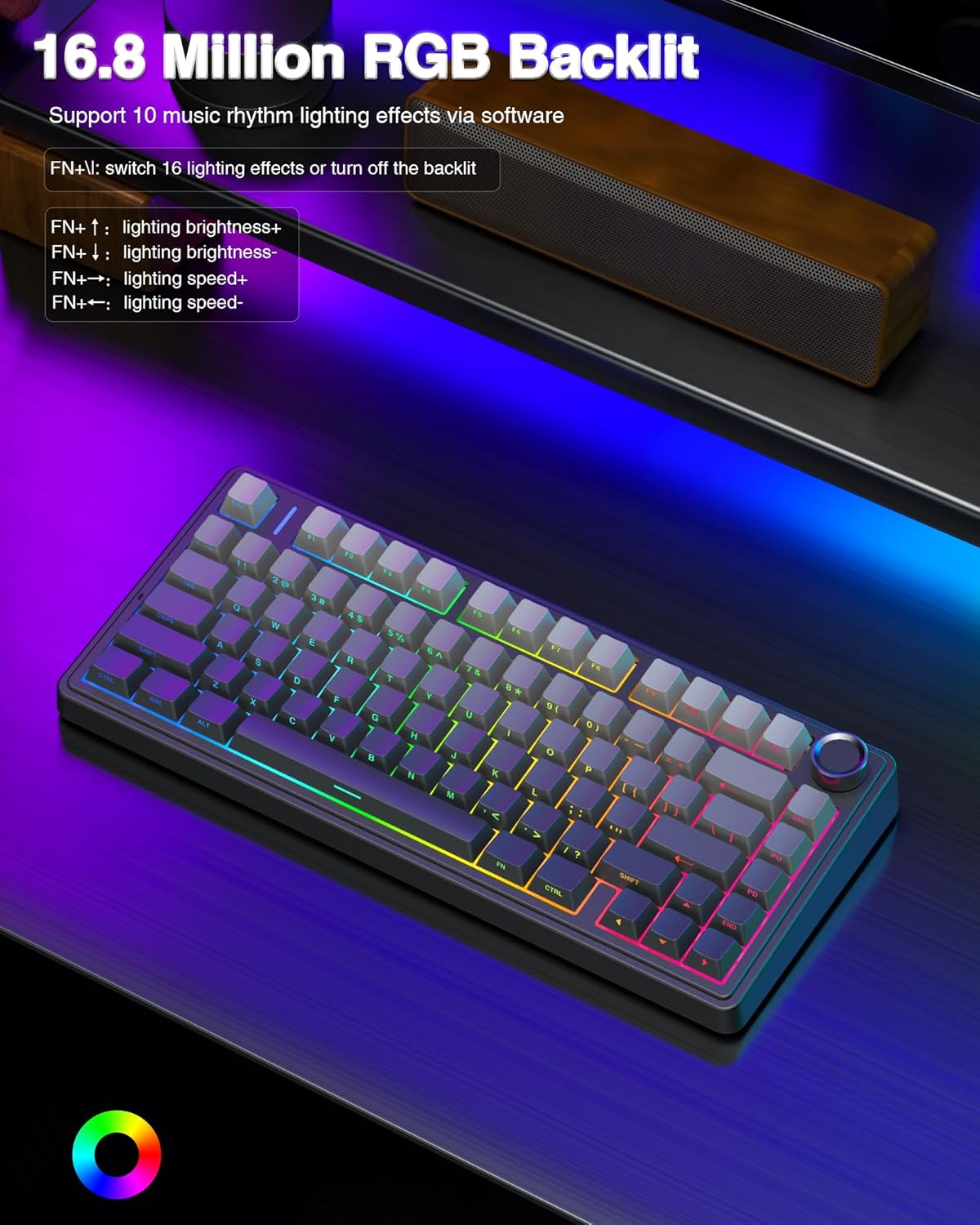 AULA F75 Pro Wireless Mechanical Keyboard – 75% Hot-Swappable RGB Gaming Keyboard with Knob