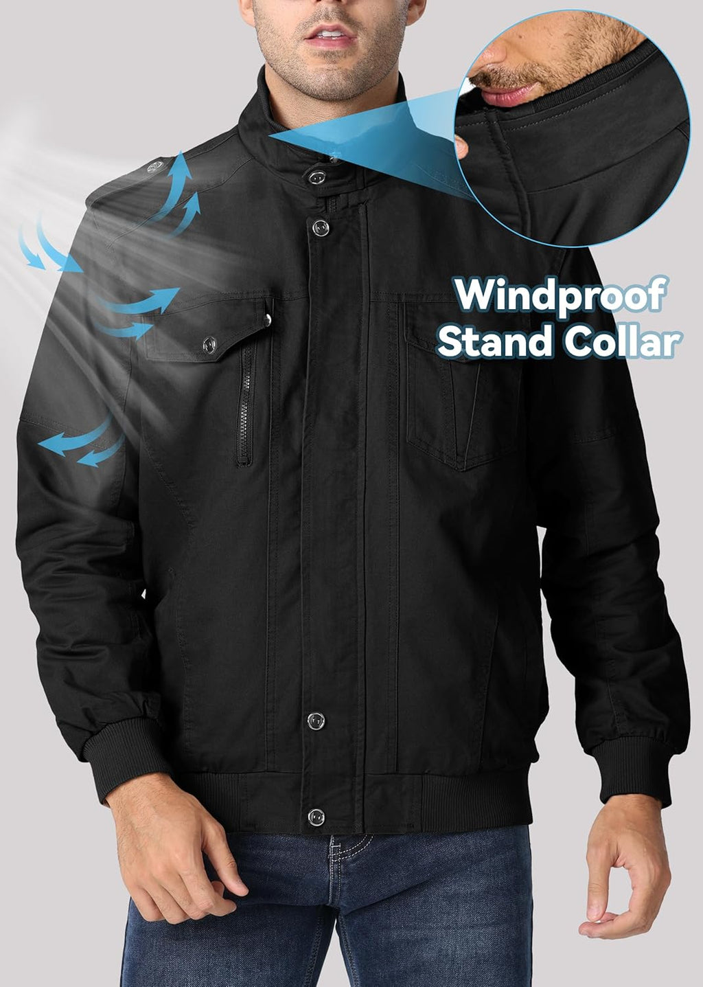Winter Fleece Lined Cargo Jacket – Thermal Work Coat with Multi Pockets