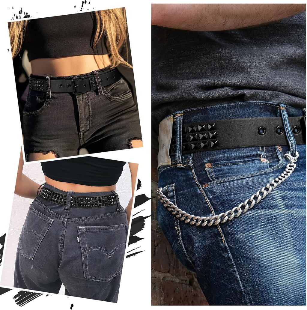 Studded Punk Belt – Metal Rivet Scene Style Belt for Jeans