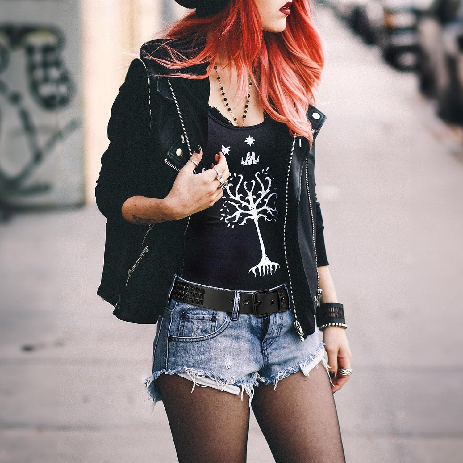 Studded Punk Belt – Metal Rivet Scene Style Belt for Jeans