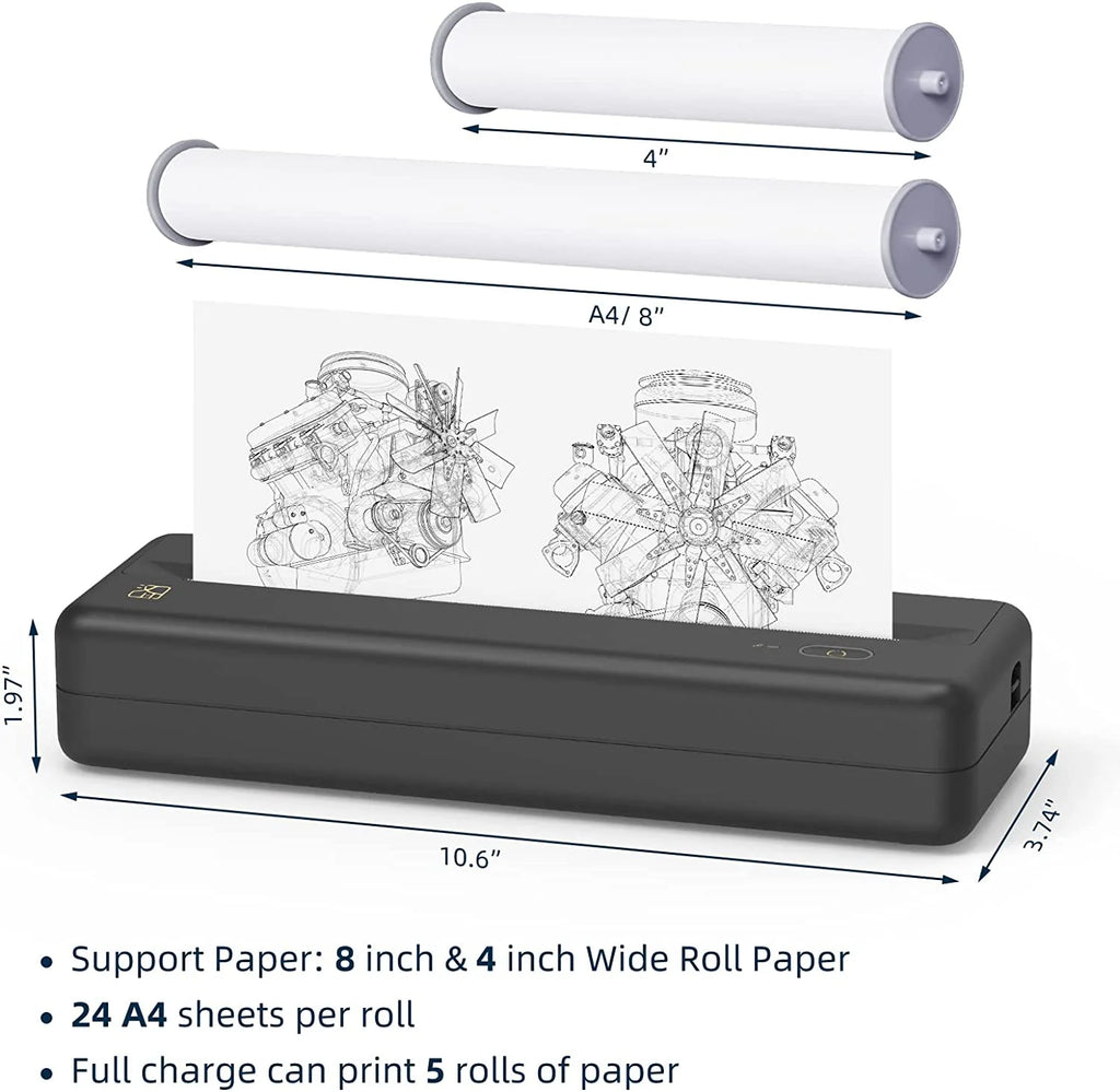 HPRT MT810 Portable Thermal Printer – Wireless Bluetooth & USB Printing for Home, Office & Travel