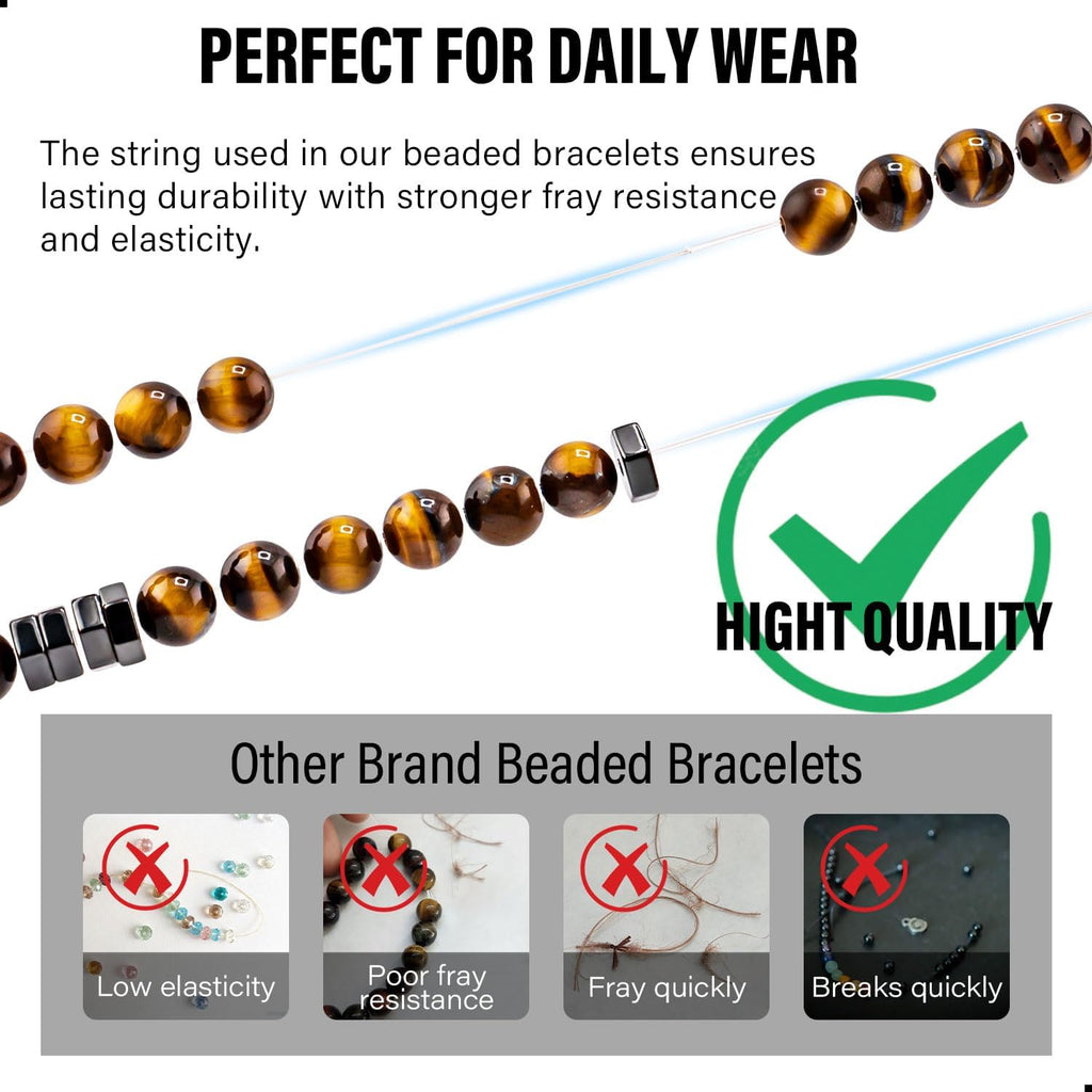 Lameybrt Multi Tiger Eye, Matte Agate & Lava Rock Bracelet Set