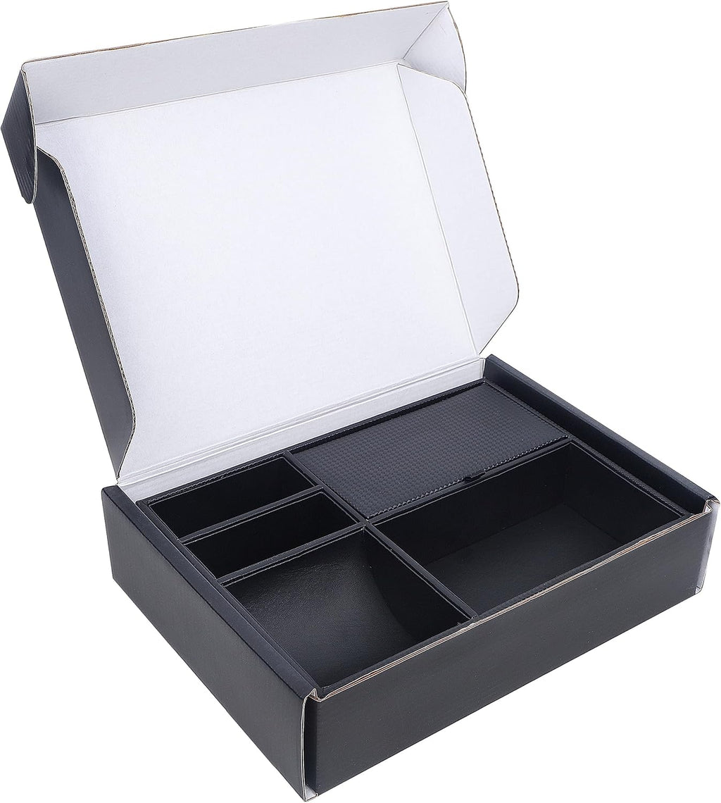 Valet Tray Organizer – Faux Leather Nightstand Catchall with 5 Compartments