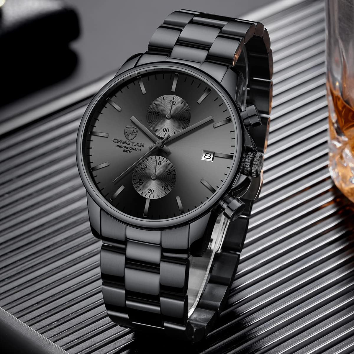 Men’s Stainless Steel Chronograph Watch – Waterproof Quartz Business & Sport Watch
