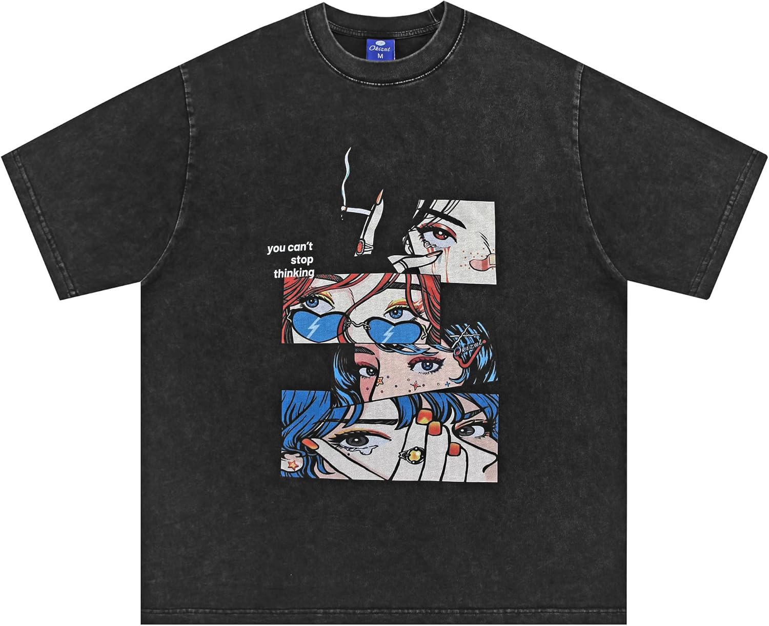 you can’t stop thinking | Oversized Acid Wash T-Shirt